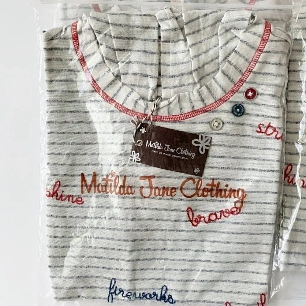 NWT Matilda Jane Blaire Striped Graphic Hoodie Top 14 Years